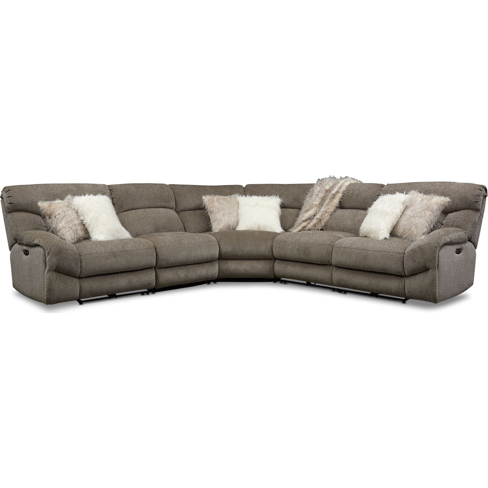 wave collection gray  pc power reclining sectional   