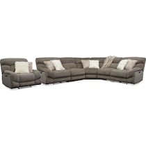 wave collection gray  pc power reclining sectional   