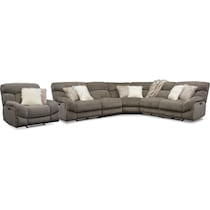 wave collection gray  pc power reclining sectional   
