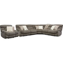 wave collection gray  pc reclining sectional   