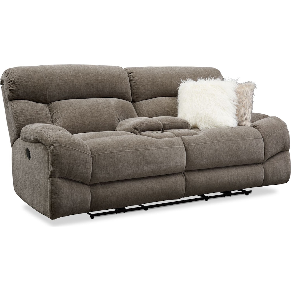 wave collection gray manual reclining loveseat   