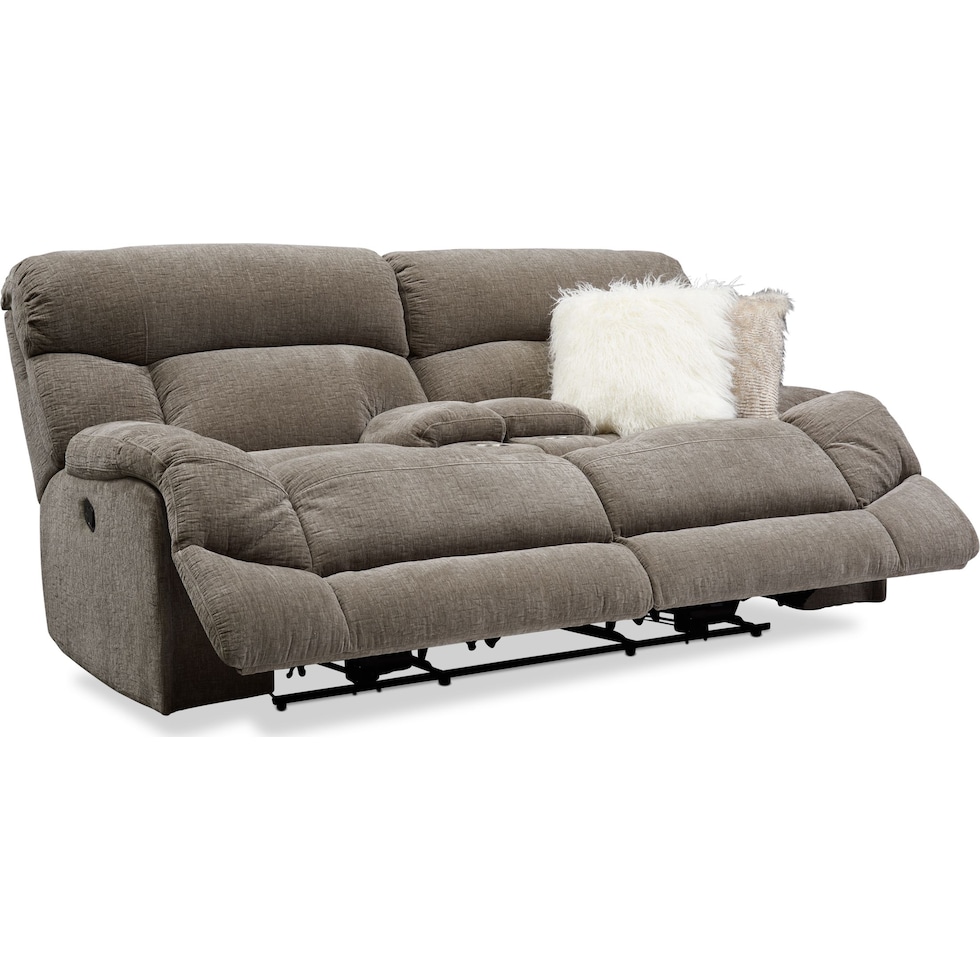 wave collection gray manual reclining loveseat   