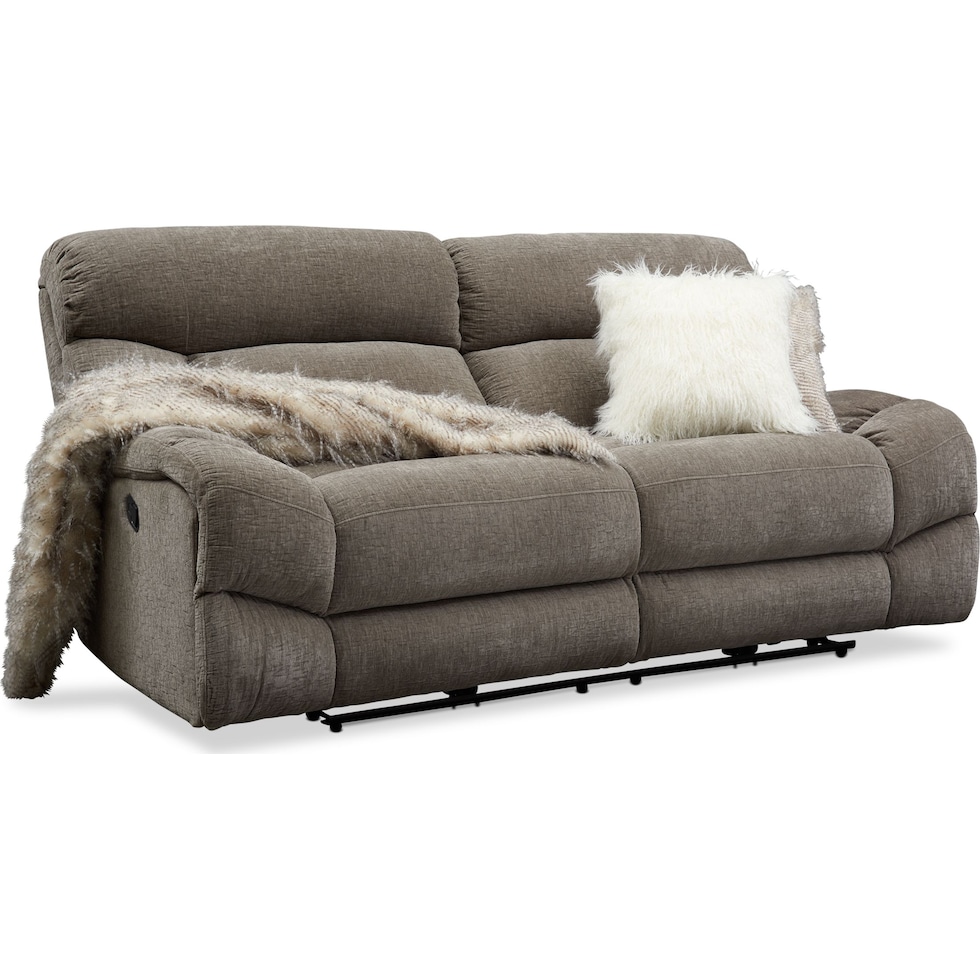 wave collection gray manual reclining sofa   