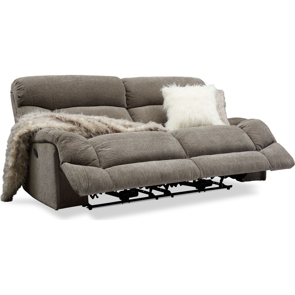 wave collection gray manual reclining sofa   