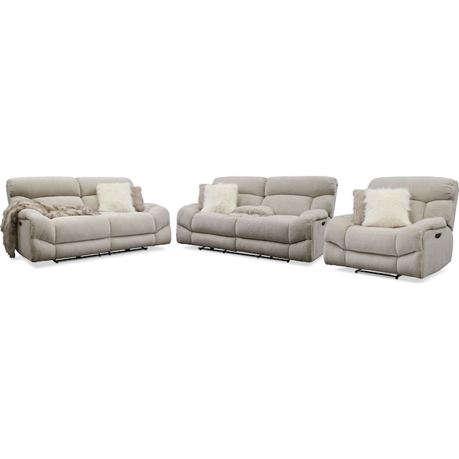 Living Room Furniture - Wave Dual-Power Reclining Sofa, Loveseat and Recliner