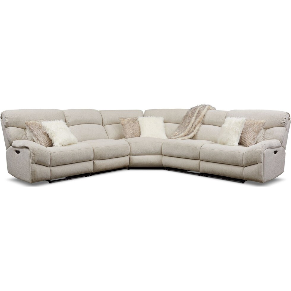 wave collection white  pc power reclining sectional   