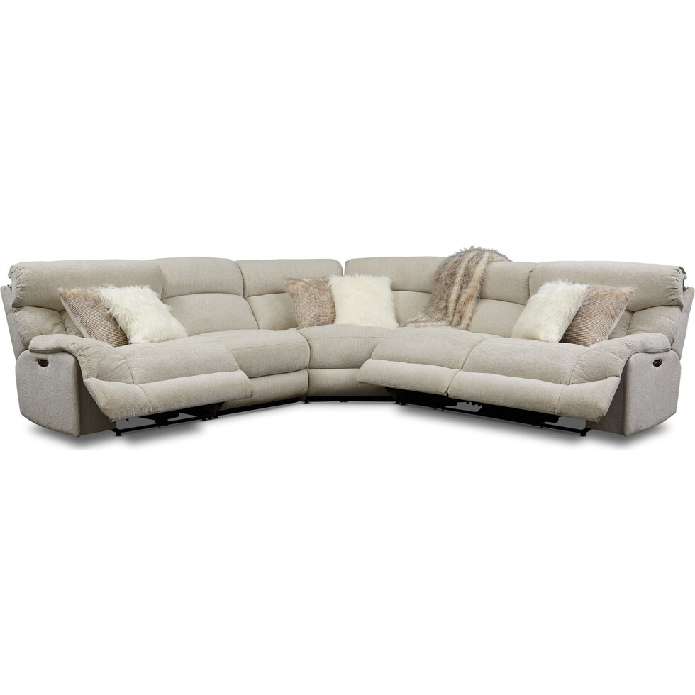 wave collection white  pc power reclining sectional   