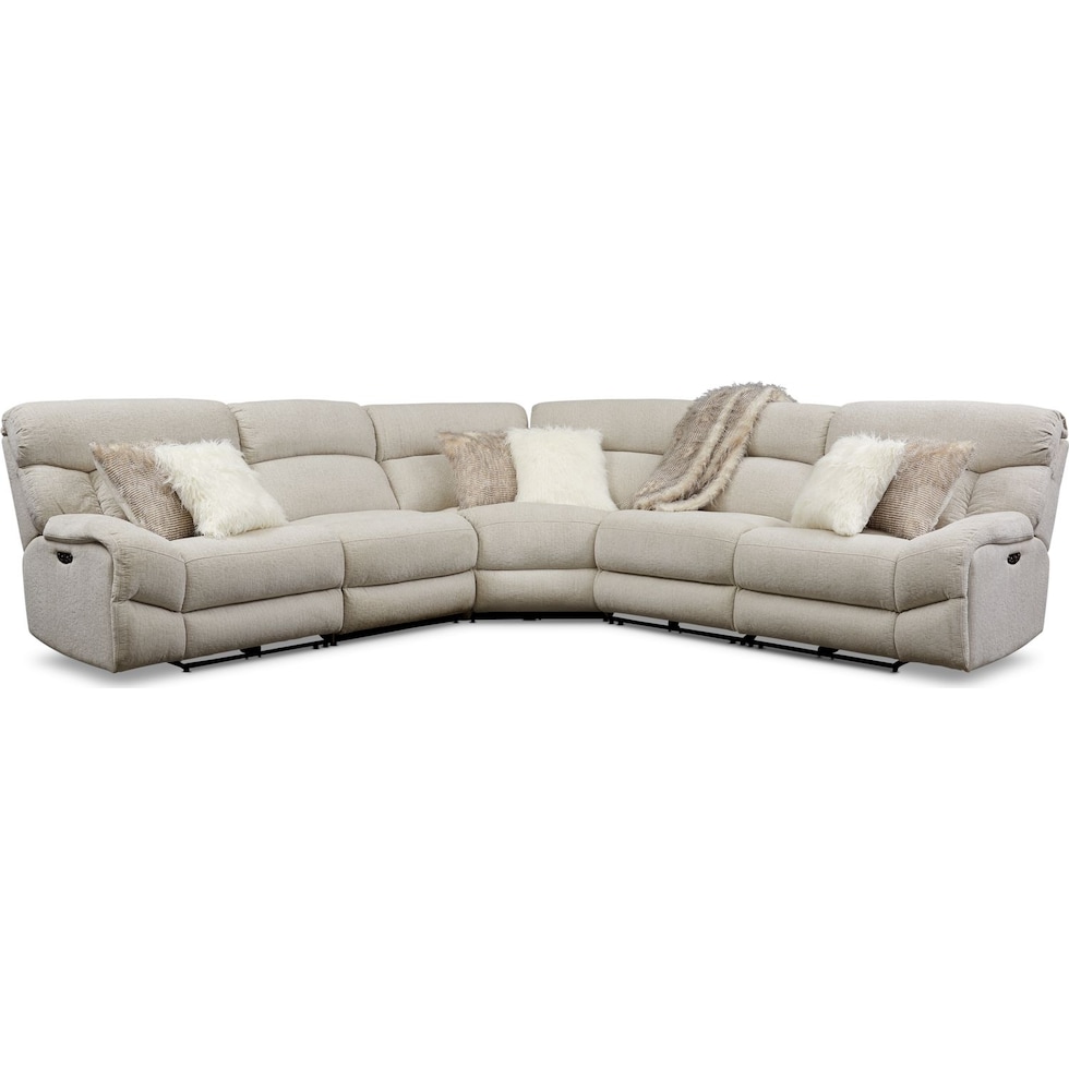 wave collection white  pc power reclining sectional   