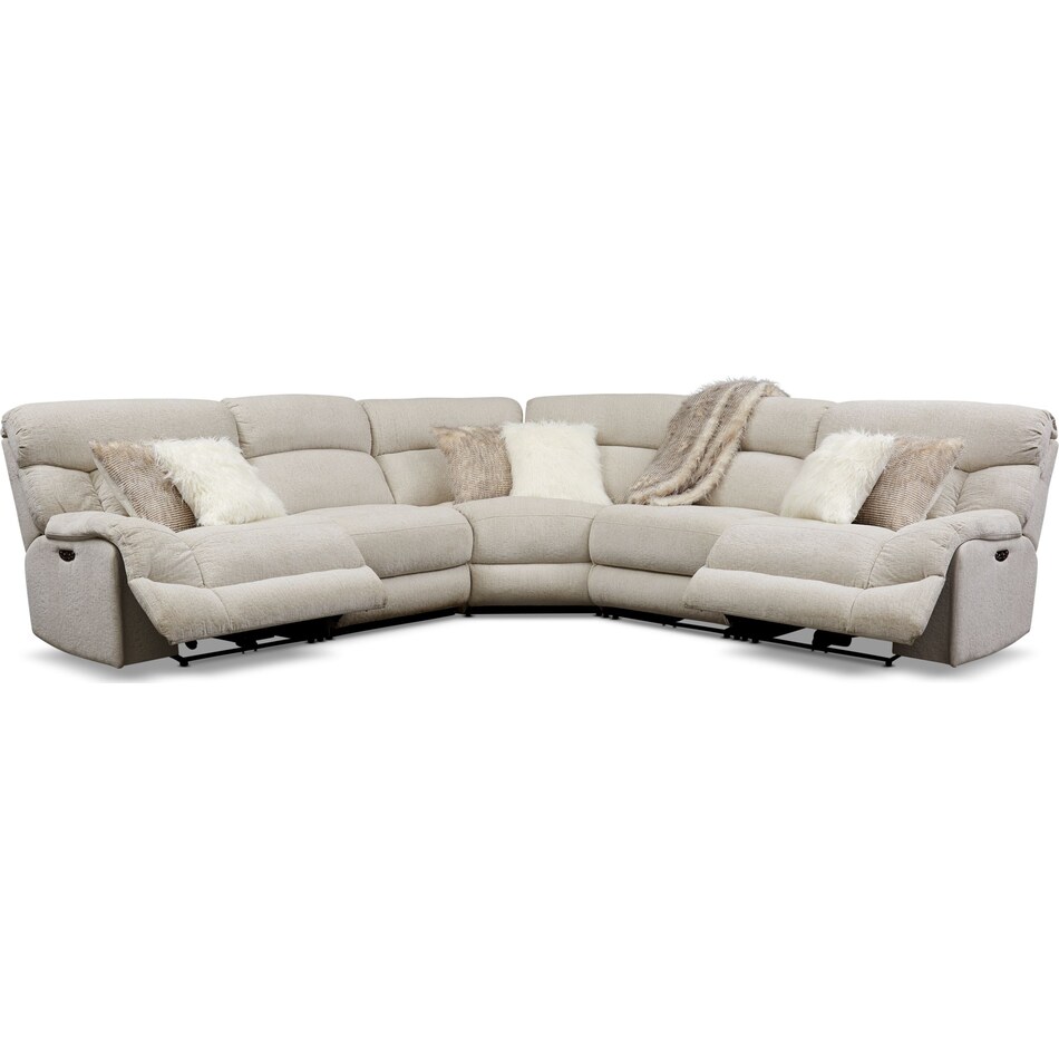 wave collection white  pc power reclining sectional   