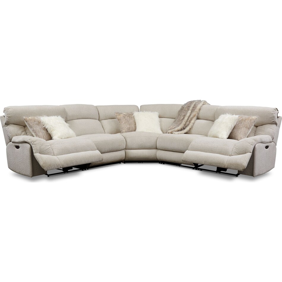wave collection white  pc power reclining sectional   