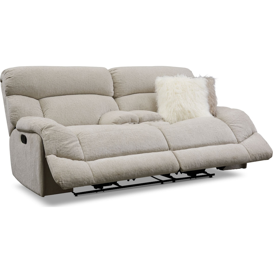 Wave Manual Reclining Loveseat Ivory Value City Furniture