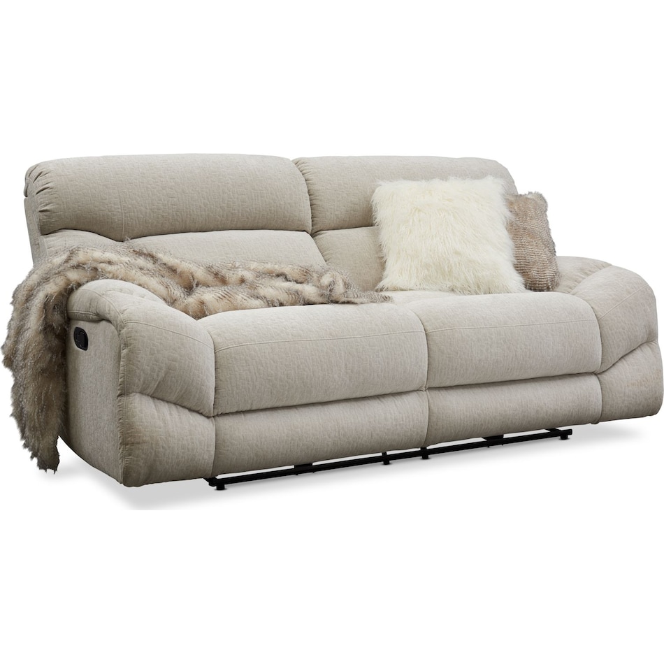 Wave Manual Reclining Sofa Ivory Value City Furniture