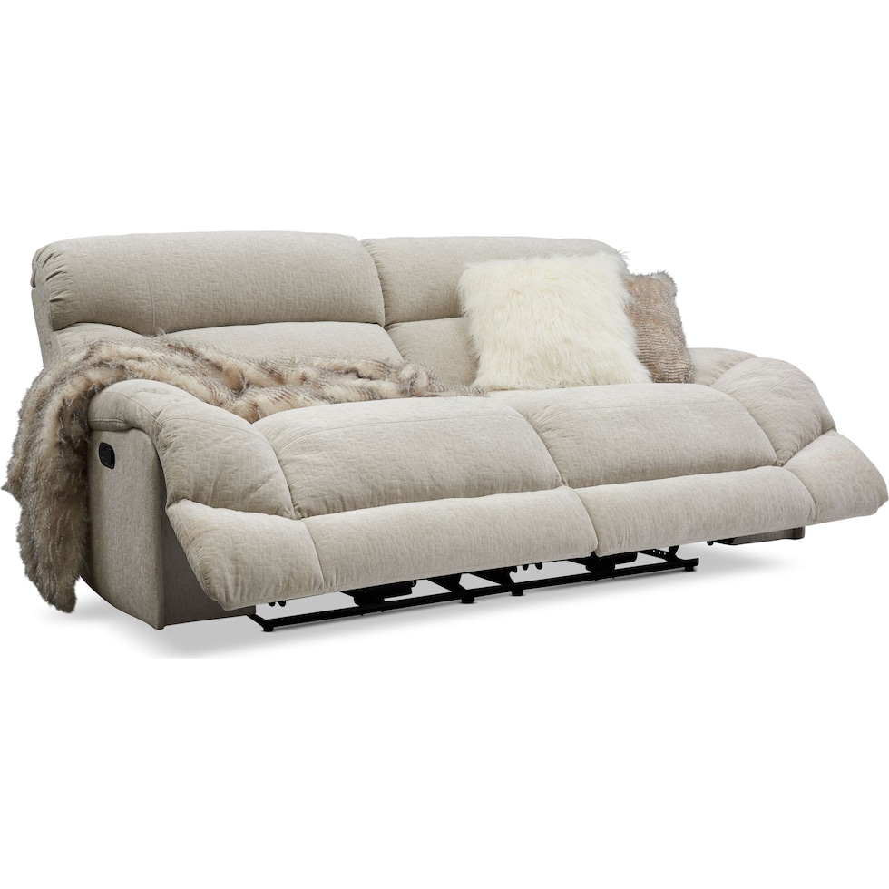 wave collection white manual reclining sofa   