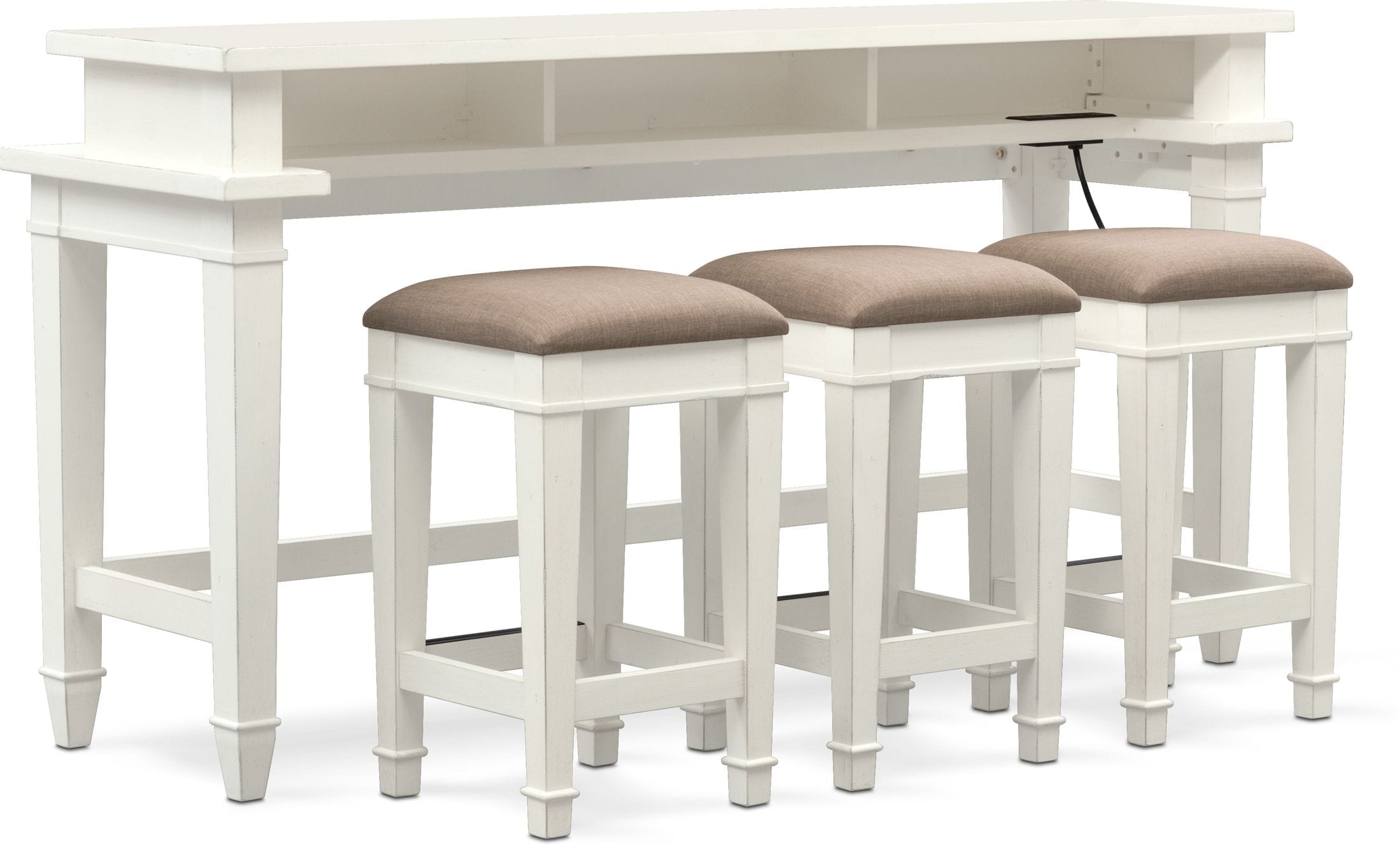 white console table with stools