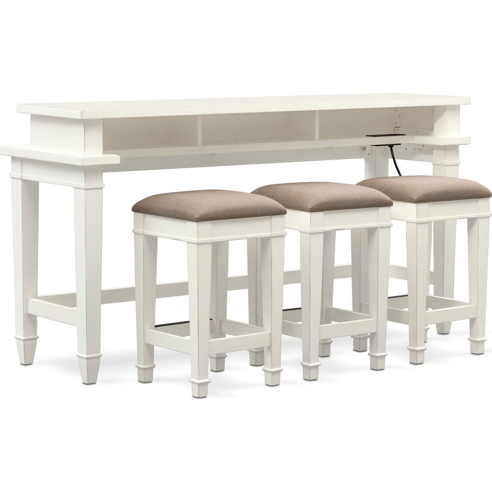 waverly white  pc sofa table set   