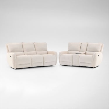 Wayne Manual Reclining Sofa and Loveseat with Console Set