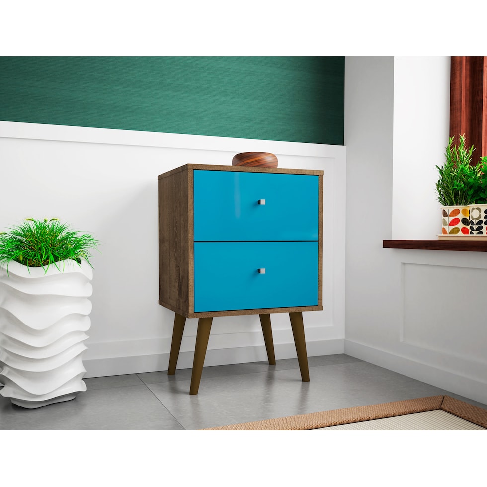 webb brown blue nightstand   