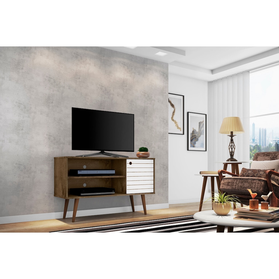 webb brown white tv stand   