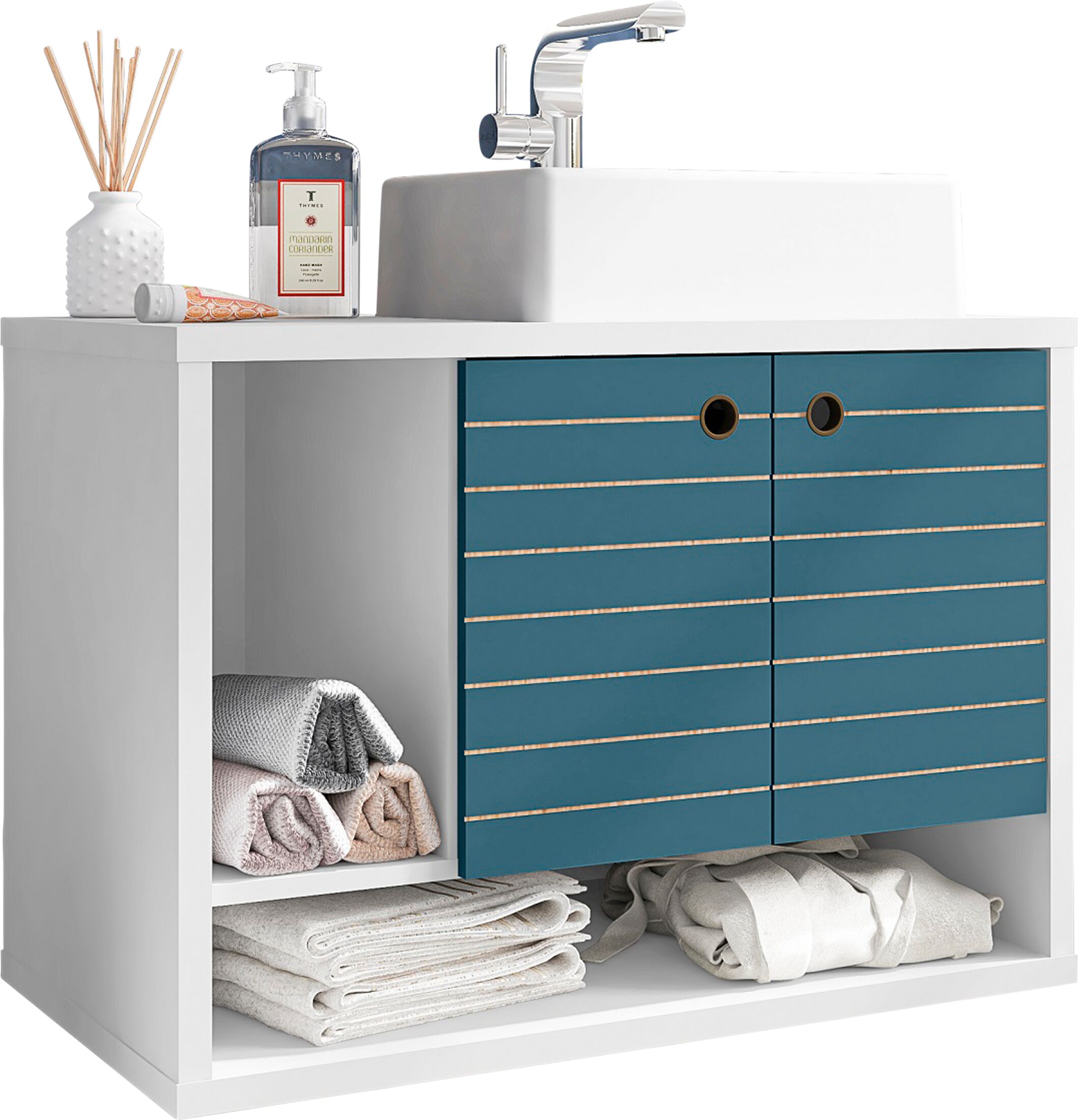 b Float 32" Bathroom VanityWhite/Aqua Value City Furniture