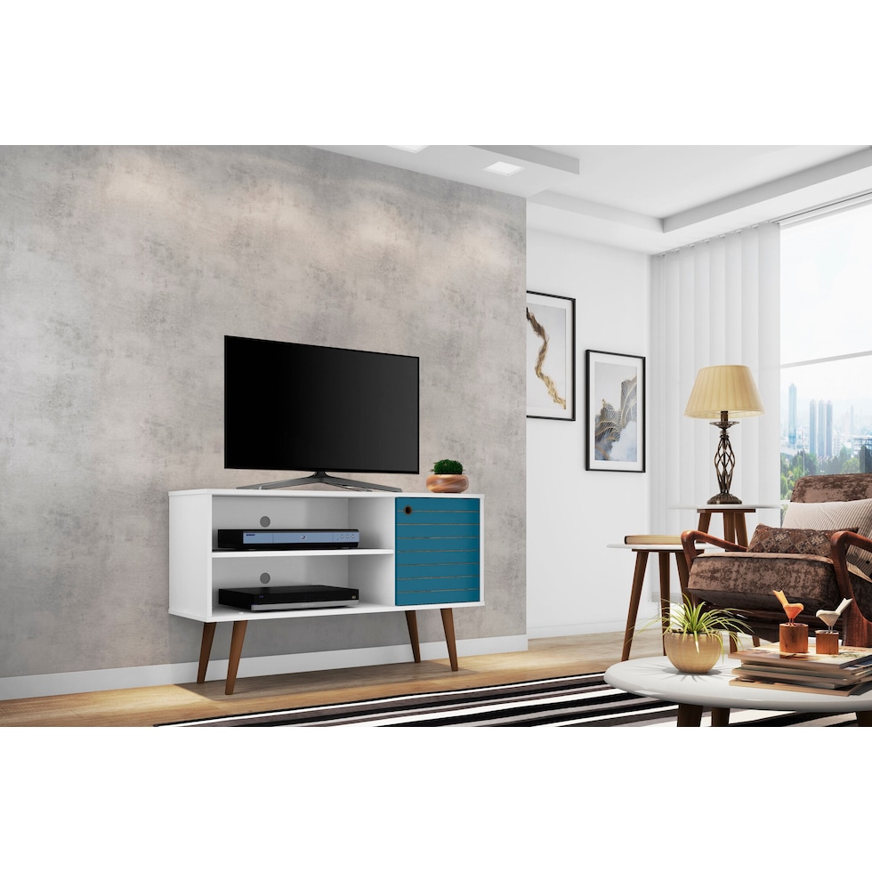 webb white aqua tv stand   