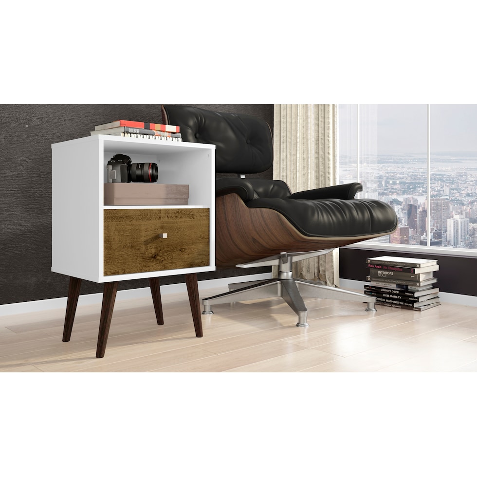 webb white brown nightstand   