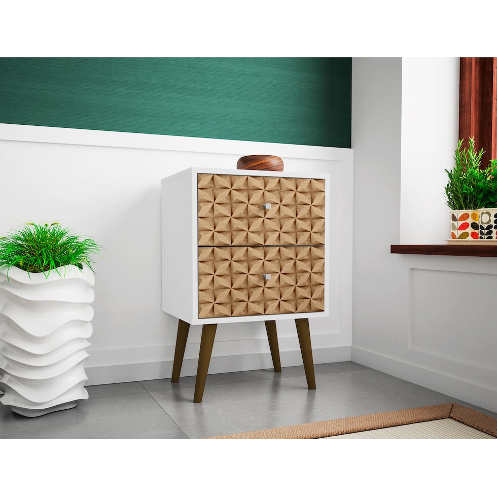 webb white print nightstand   