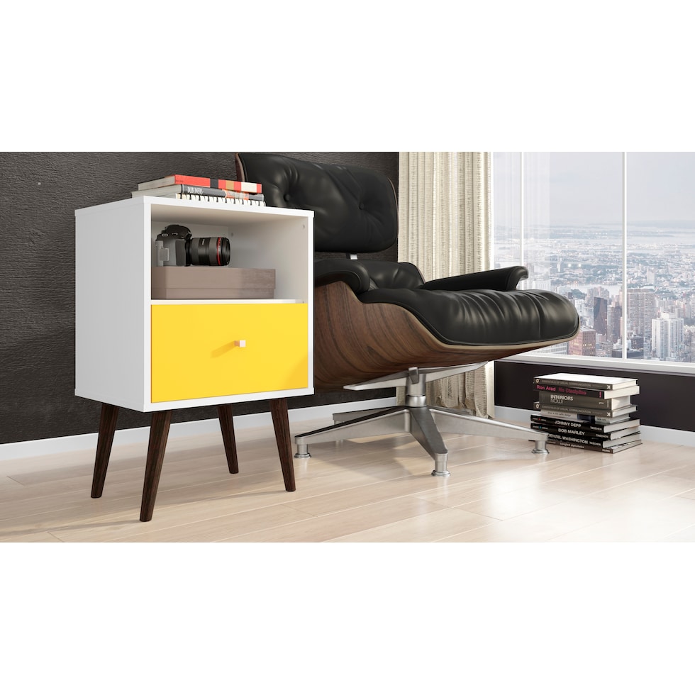 webb white yellow nightstand   
