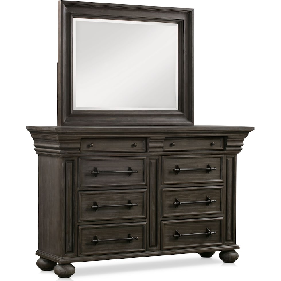 wesley dark brown dresser & mirror   