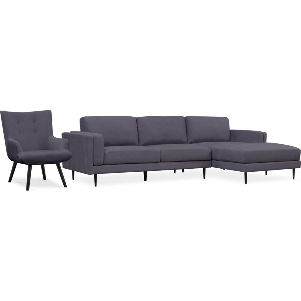 west end gray  pc sectional and accent chair   