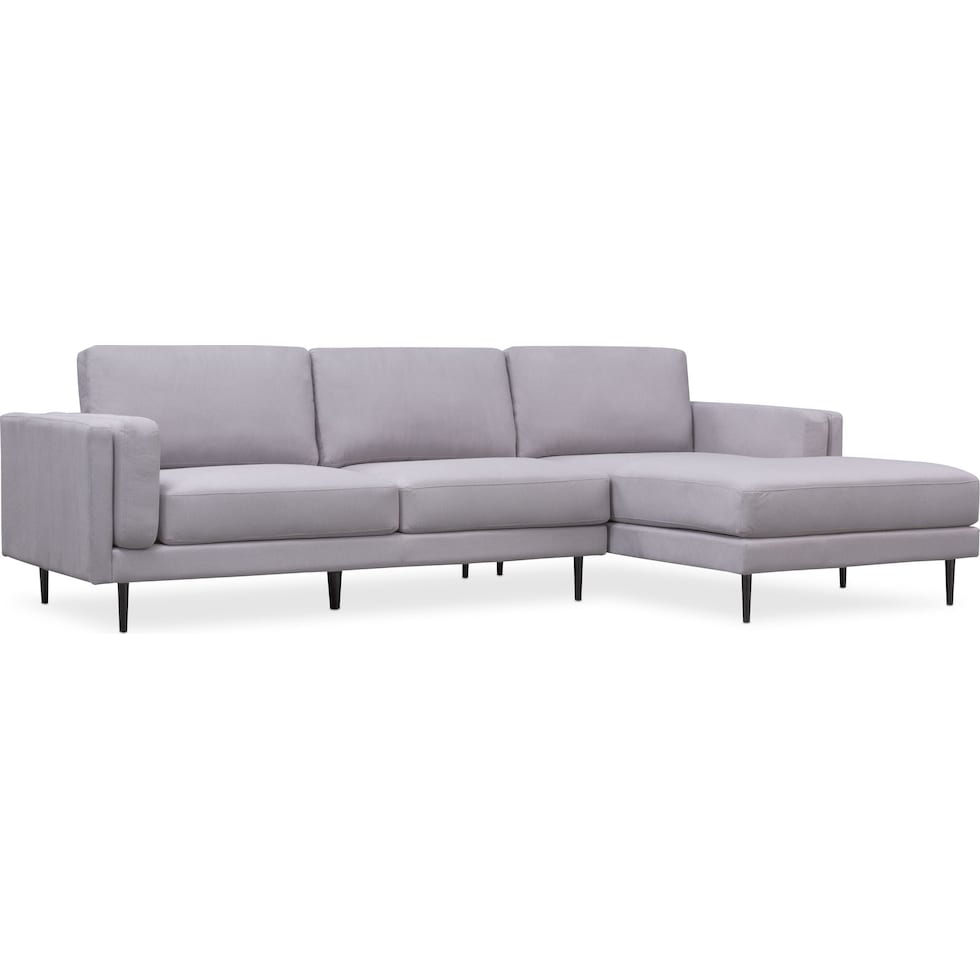 west end gray  pc sectional with right facing chaise   
