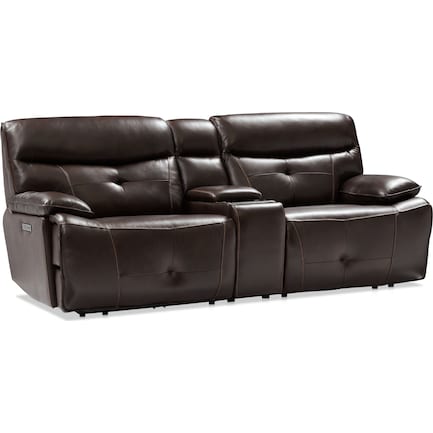 Westgate 3-Piece Dual-Power Loveseat with Console - Brown
