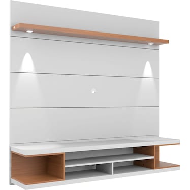 Westin Floating Entertainment Center - White Gloss/Maple