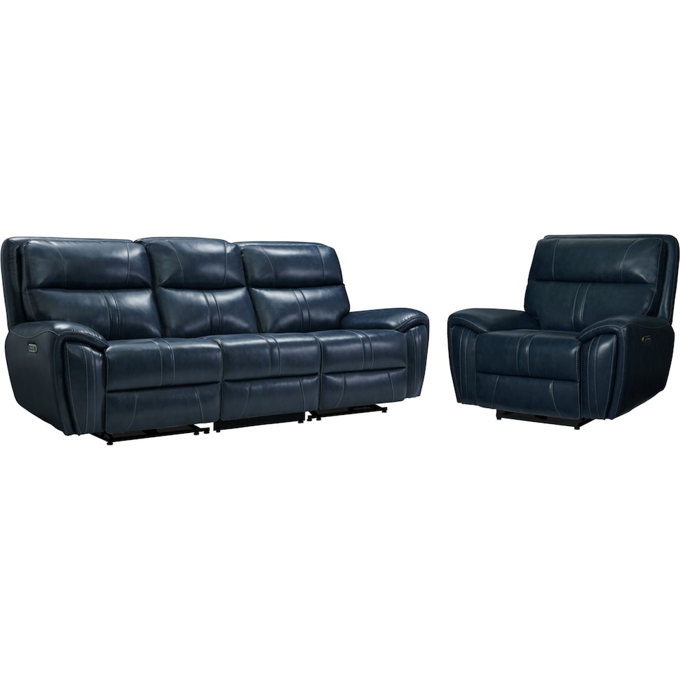 weston blue  pc power reclining living room   