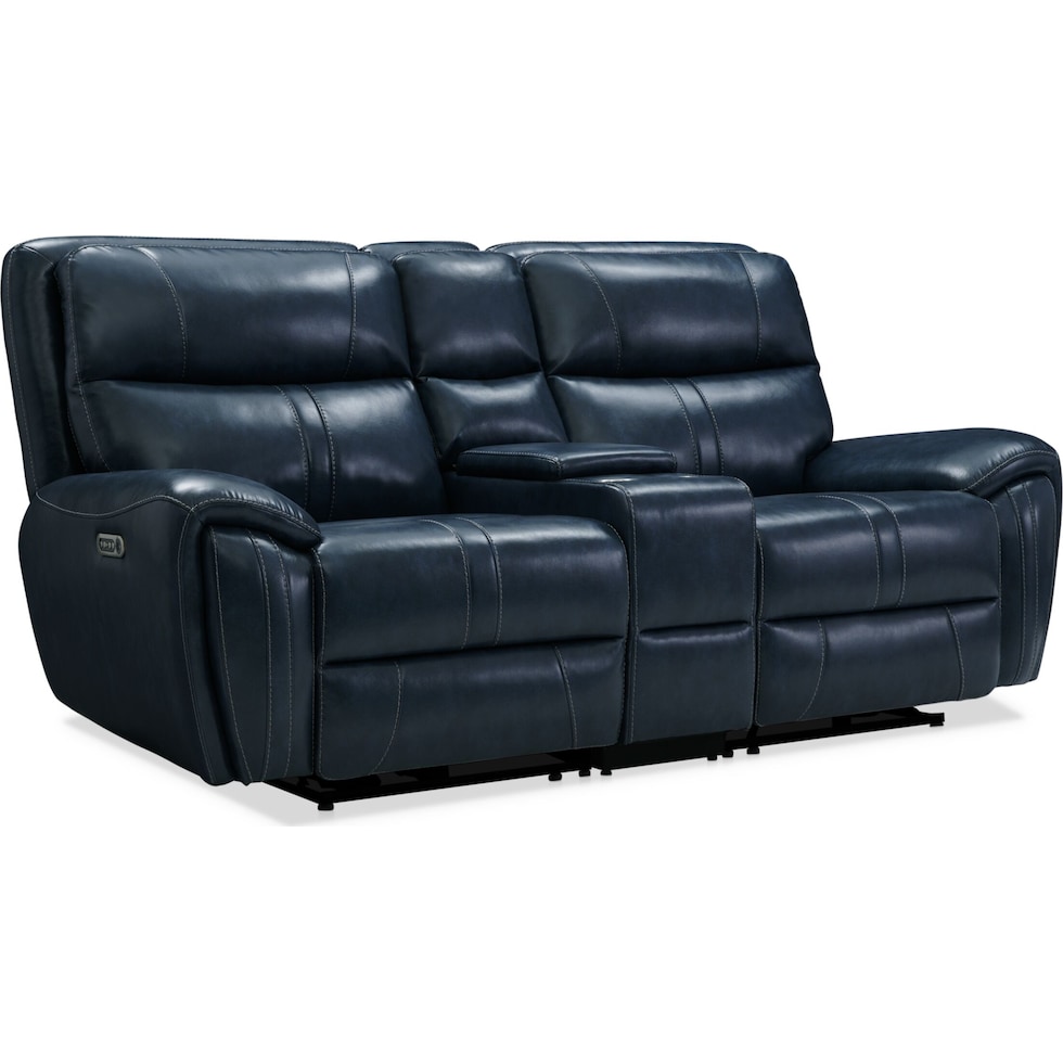 weston blue  pc power reclining living room   