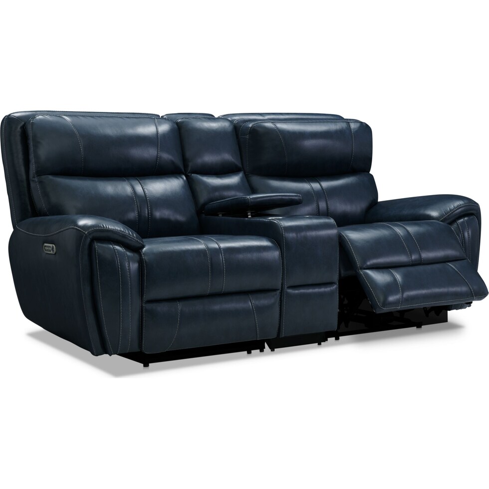 weston blue  pc power reclining living room   