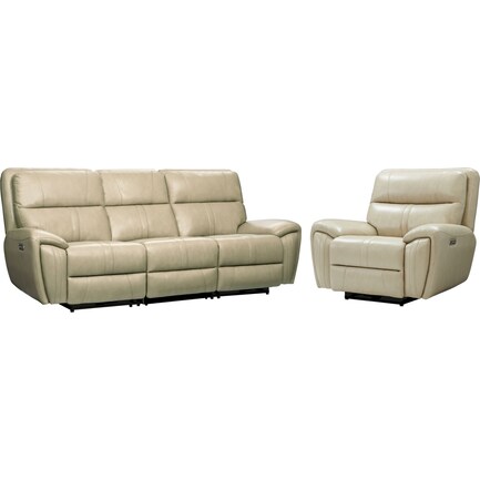 Weston Dual-Power Reclining Sofa and Recliner - Cream