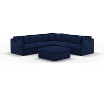 westport blue  pc sectional and ottoman   