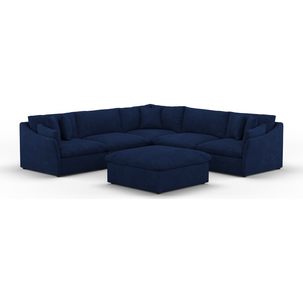 westport blue  pc sectional and ottoman   