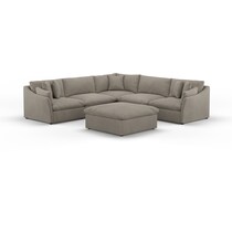 westport gray  pc sectional and ottoman   