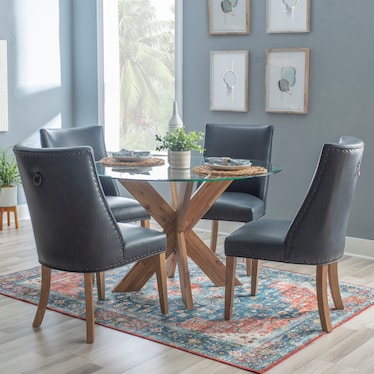 Whitaker Dining Table and 4 Upholstered Chairs