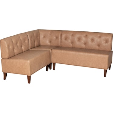 Whitaker Corner Bench - Tan Vegan Leather