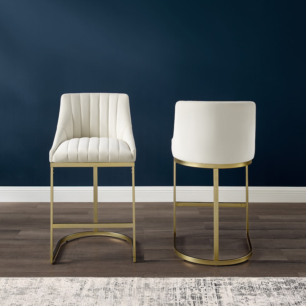 white and gold counter height stool   