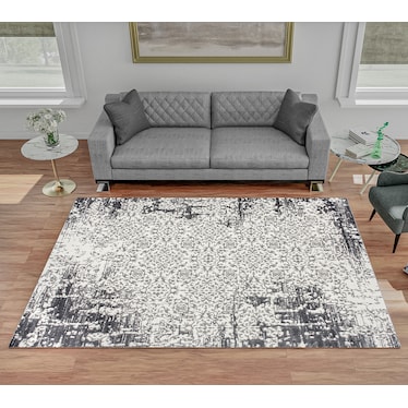 Anthurium Rug - White/Gray