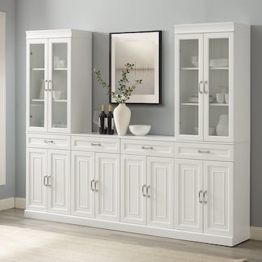 Honnaly 2 Pantries with Glass Doors and Sideboard Set