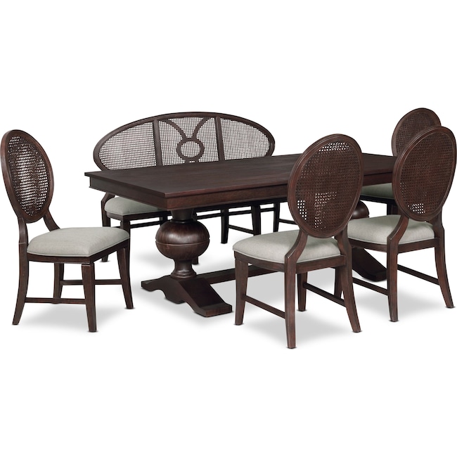 Dining Room Furniture - Wilder Rectangular Dining Table, 4 Side Chairs and Bench