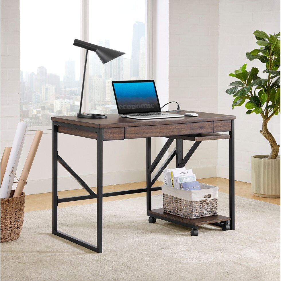 william dark brown desk   