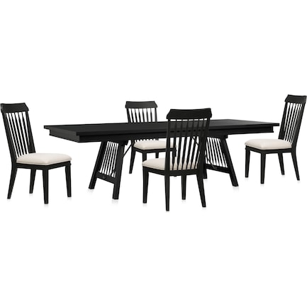 Willow Spring Extendable Dining Table and 4 Side Chairs - Black