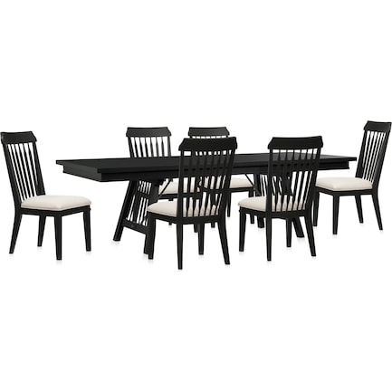 Willow Spring Extendable Dining Table and 6 Side Chairs - Black