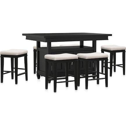 Willow Spring Extendable Kitchen Island and 6 Counter-Height Backless Stools