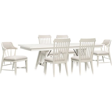 Willow Spring Extendable Dining Table, 2 Host Chairs and 4 Side Chairs - Ivory